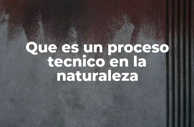 Que es un Proceso Tecnico en la Naturaleza