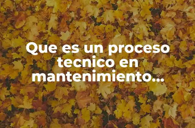 Que es un Proceso Tecnico en Mantenimiento Industrial