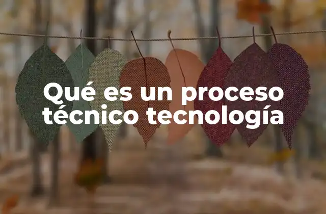 Qué es un Proceso Técnico Tecnología