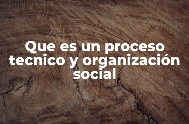 Que es un Proceso Tecnico y Organización Social
