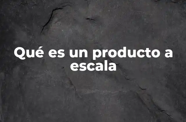 Qué es un Producto a Escala