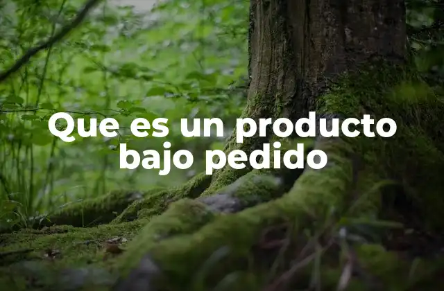Que es un Producto bajo Pedido