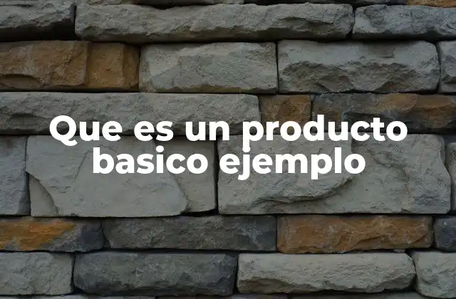Que es un Producto Basico Ejemplo