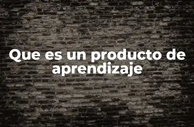 Que es un Producto de Aprendizaje