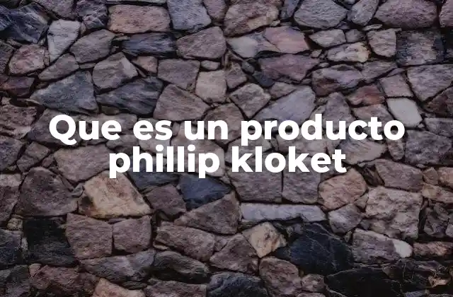 Que es un Producto Phillip Kloket