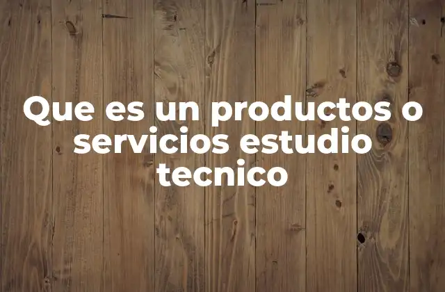 Que es un Productos o Servicios Estudio Tecnico