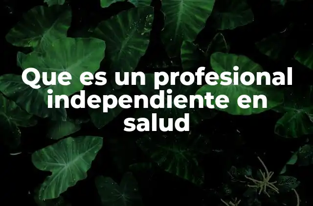 Que es un Profesional Independiente en Salud