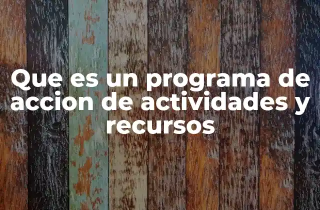 Que es un Programa de Accion de Actividades y Recursos