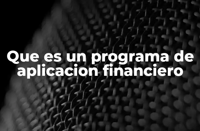 Que es un Programa de Aplicacion Financiero