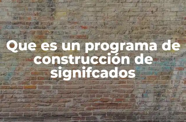 Que es un Programa de Construcción de Signifcados