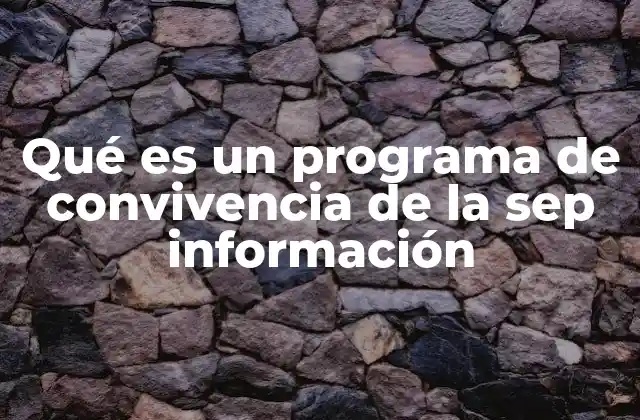 Qué es un Programa de Convivencia de la Sep Información