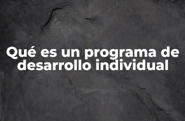 Qué es un Programa de Desarrollo Individual