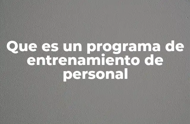 Que es un Programa de Entrenamiento de Personal