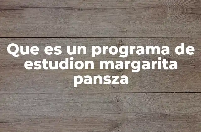 Que es un Programa de Estudion Margarita Pansza