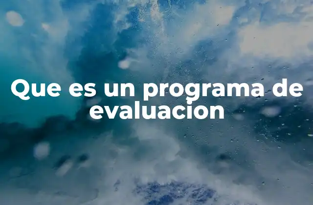 Que es un Programa de Evaluacion