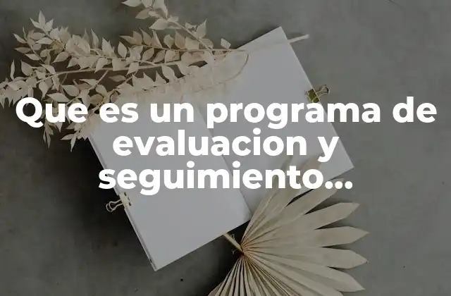 Que es un Programa de Evaluacion y Seguimiento Apacitacionde C