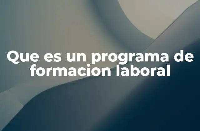Que es un Programa de Formacion Laboral