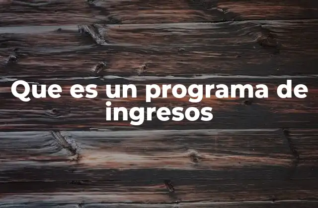 Que es un Programa de Ingresos