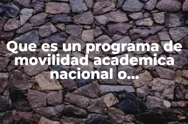 Que es un Programa de Movilidad Academica Nacional o Internacional