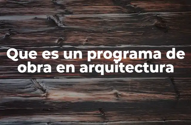 Que es un Programa de Obra en Arquitectura