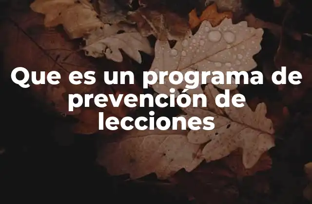 Que es un Programa de Prevención de Lecciones