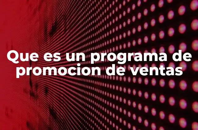 Que es un Programa de Promocion de Ventas