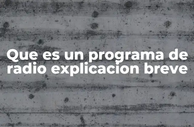 Que es un Programa de Radio Explicacion Breve