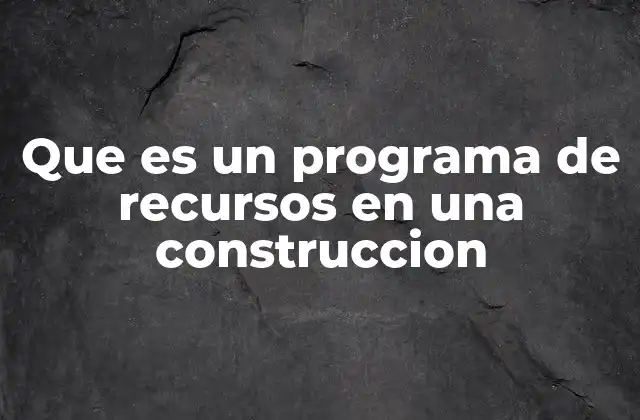 Que es un Programa de Recursos en una Construccion