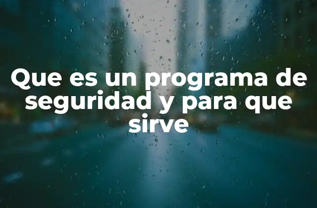 Que es un Programa de Seguridad y para que Sirve