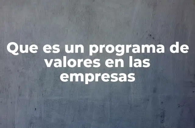 Que es un Programa de Valores en las Empresas