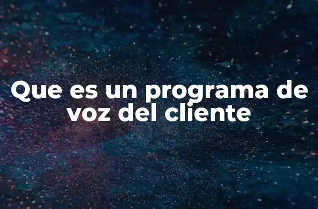 Que es un Programa de Voz Del Cliente