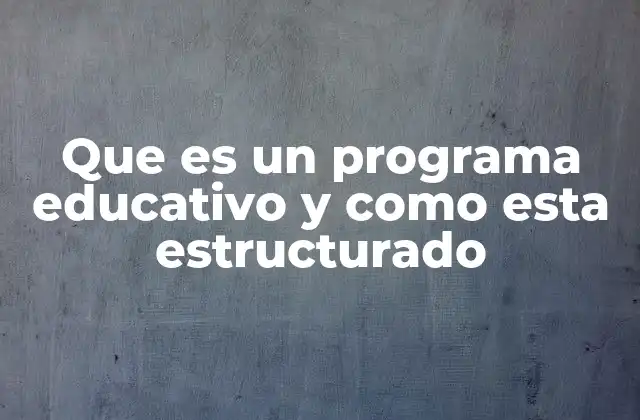 Que es un Programa Educativo y como Esta Estructurado