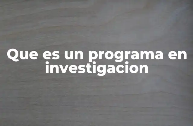 Que es un Programa en Investigacion
