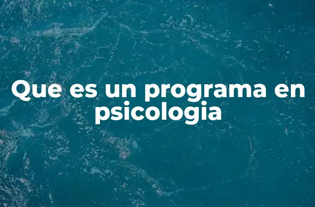 Que es un Programa en Psicologia