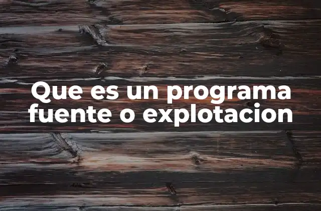 Que es un Programa Fuente o Explotacion