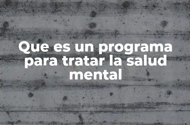 Que es un Programa para Tratar la Salud Mental