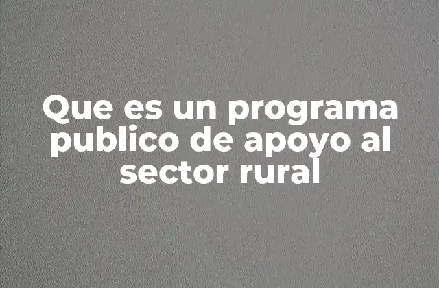 Que es un Programa Publico de Apoyo Al Sector Rural