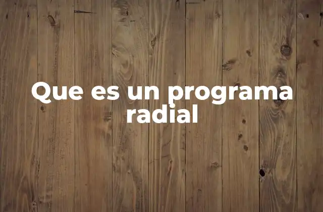 Que es un Programa Radial