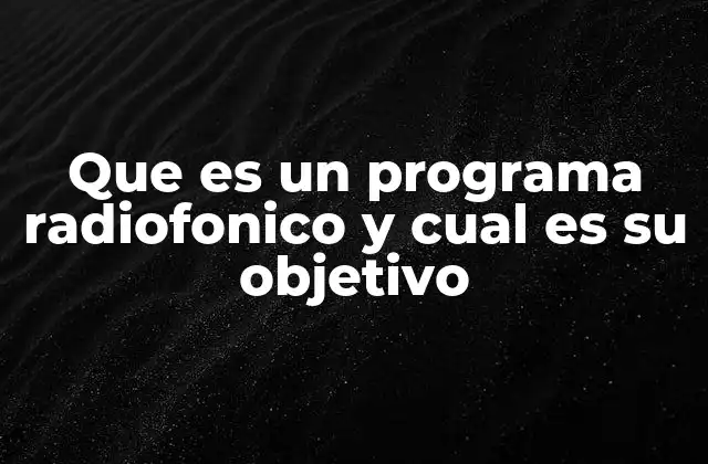 Que es un Programa Radiofonico y Cual es Su Objetivo