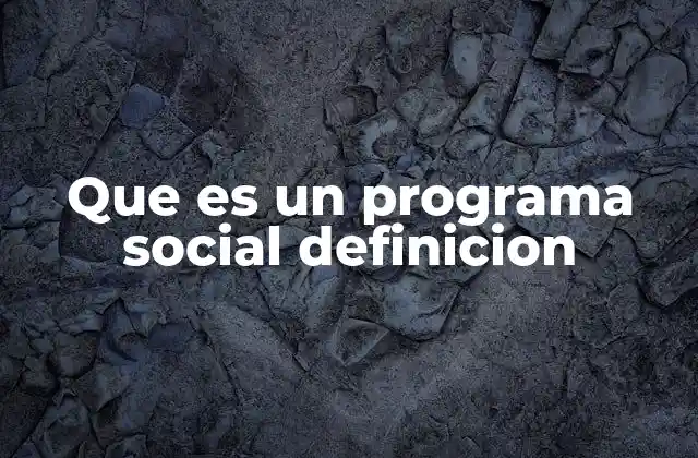 Que es un Programa Social Definicion
