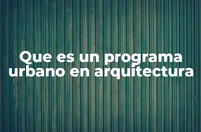Que es un Programa Urbano en Arquitectura