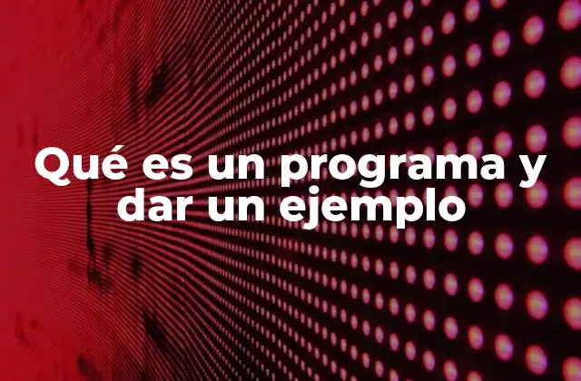 Qué es un Programa y Dar un Ejemplo
