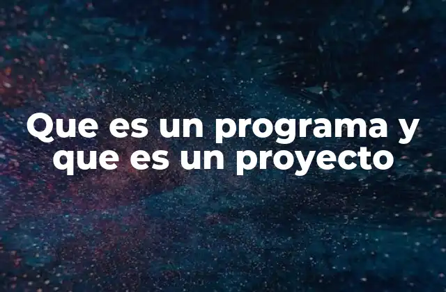 Que es un Programa y que es un Proyecto