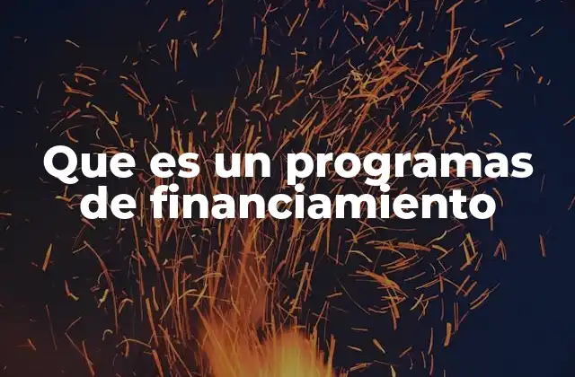 Que es un Programas de Financiamiento
