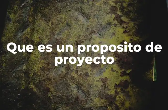 Que es un Proposito de Proyecto
