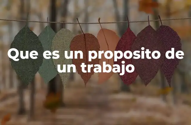 Que es un Proposito de un Trabajo