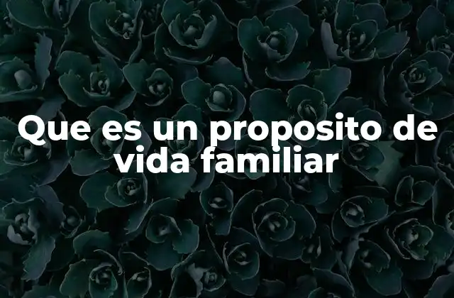 Que es un Proposito de Vida Familiar