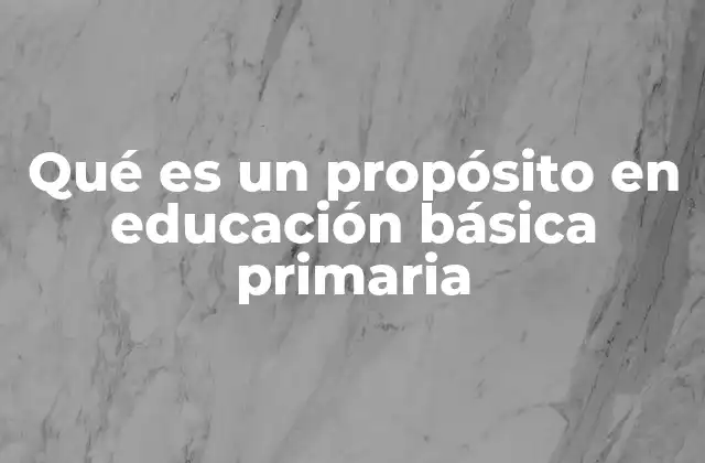 Qué es un Propósito en Educación Básica Primaria