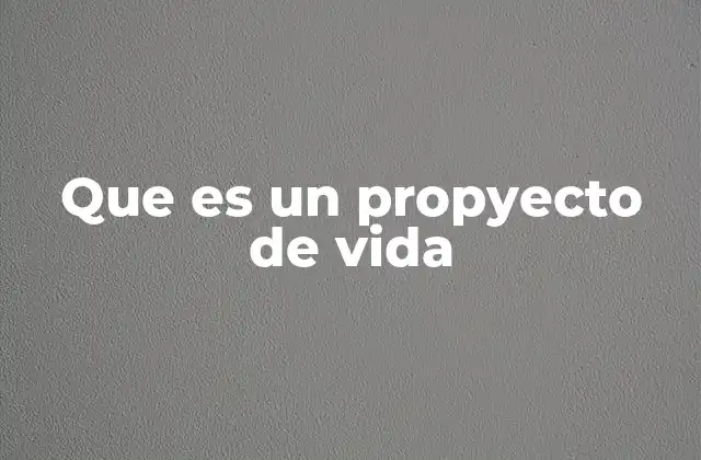 Que es un Propyecto de Vida