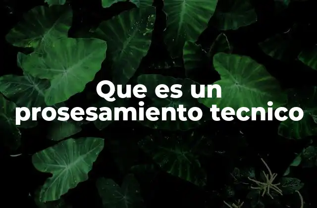 Que es un Prosesamiento Tecnico